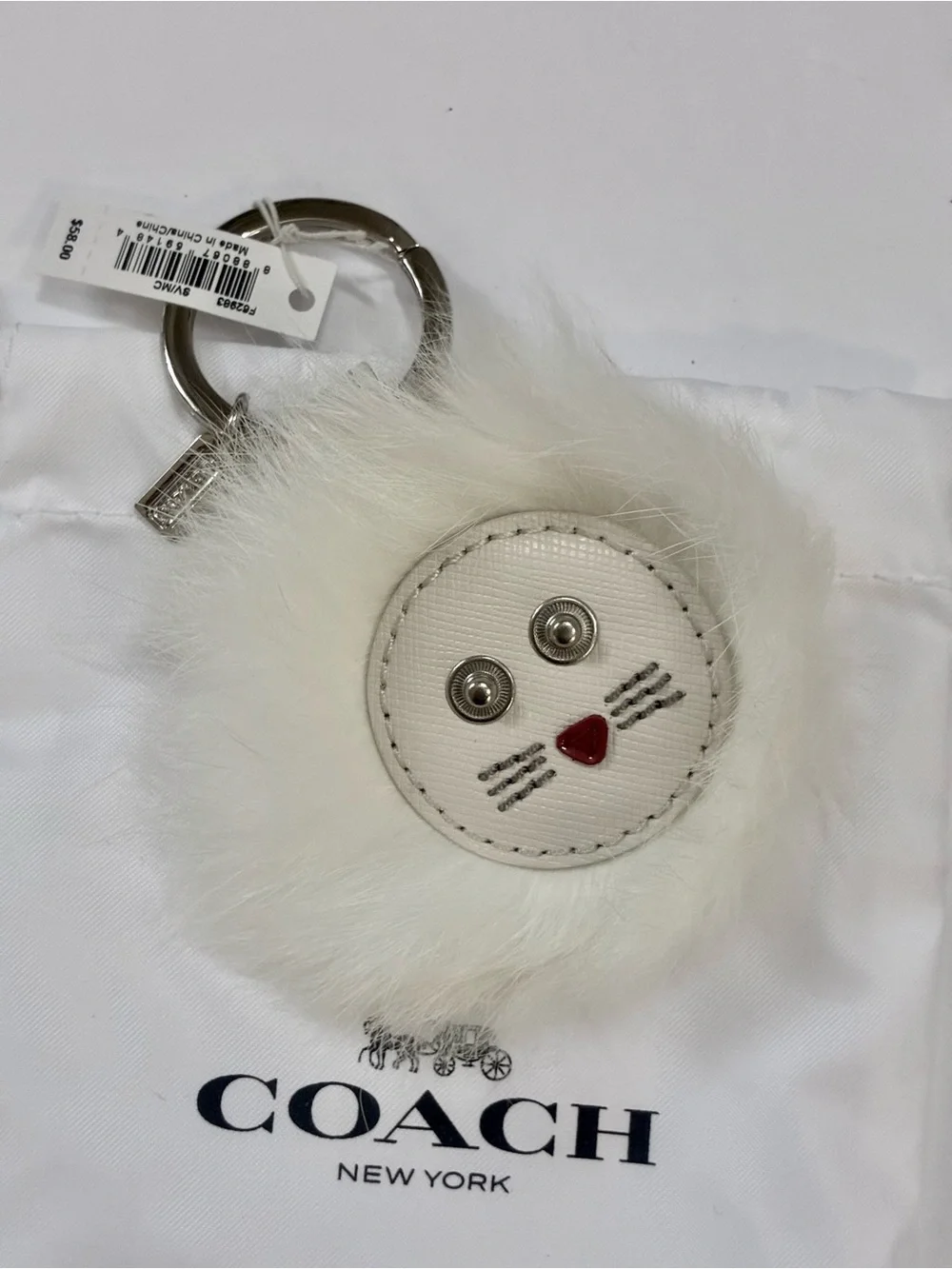 Coach Fluffy Lion keyring Bag Charm NWT